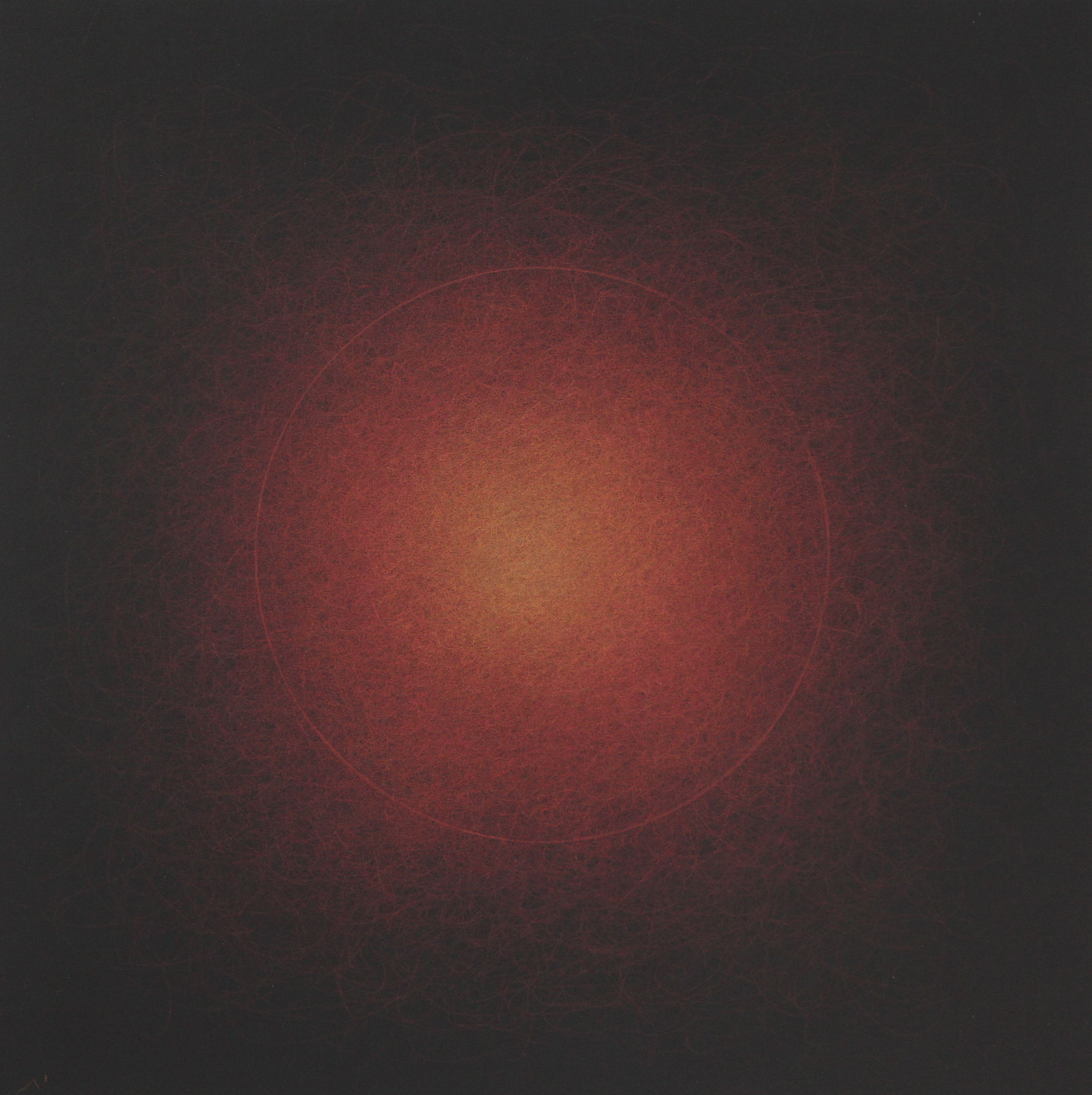 Quantum Entanglement (Red  Burst 1)
2021, colored pencil on museum board, 20 x 20"