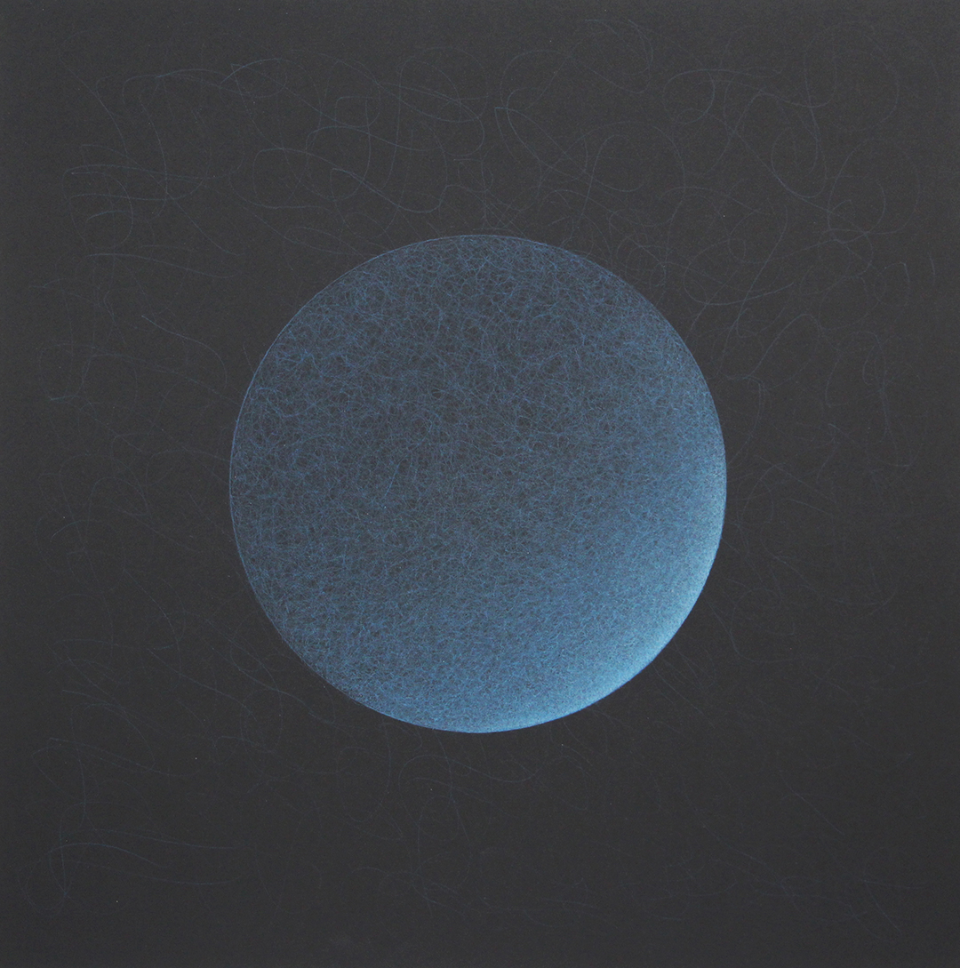 Quantum Entanglement (Phthalo Blue Sphere 2 ), 2022, colored pencil on museum board, 20 x 20"