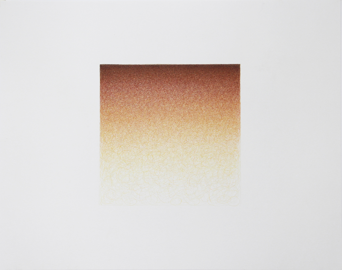 Floating Square (Burnt siena), 2024, colored pencil on paper, 18 x 23"