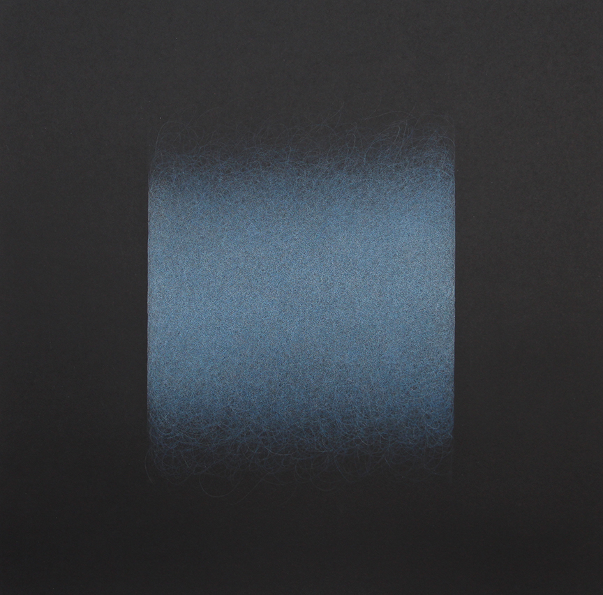 Dissolving Phthalo Blue Square  , 2024, colored pencil on paper, 20 x 20""